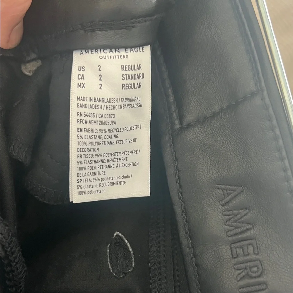 American Eagle Outfitters Black Leather Flare Jeans - Picture 3 of 3